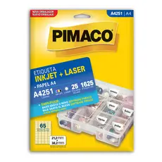 Etiqueta inkjet/laser A4251 com 25 folhas Pimaco