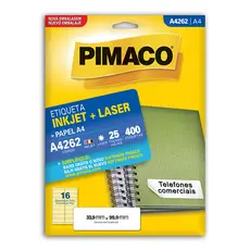 Etiqueta inkjet/laser A4262 com 25 folhas Pimaco