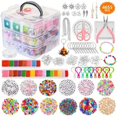 Kit 4655 Peças De Fazer Miçangas Completo Para Fabricação Joias Pulseira Confecção E Pulseiras Full Beam Jóias