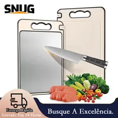 Tábua de Corte com Afiador Dupla Face - Aço Inox & PP Higiênico para Evitar