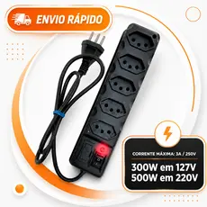 Filtro de Linha 3 4 5 6 Tomadas - Régua Elétrica 10A Tripolar com Interruptor