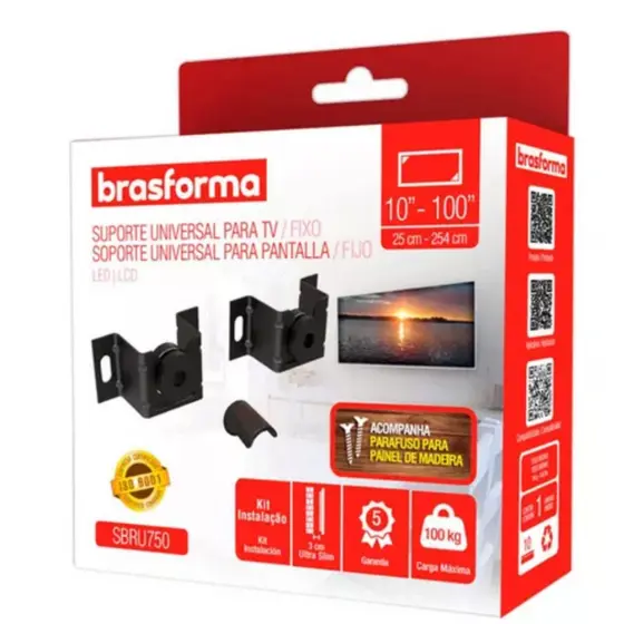 Suporte Universal Fixo Para TV 10' - 90'  Brasforma