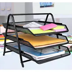 Organizador de Mesa A4 3 Andares Bandeja Documentos Porta Papel Arquivo Escritório Aramado