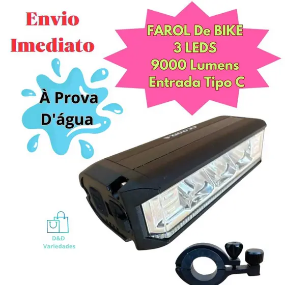 Farol Bike 3 Leds Xp-g3 9.000 Lumens Usb Melhor Que Newboler