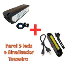 Farol Bike 3 LEDs 9000 Lumens + Luz Traseira Para Ciclismo Acampamento