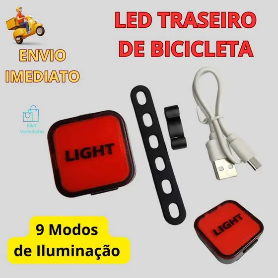 Lanterna Traseira Led Recarregável Para Bicicleta Vista Light 9 Modos Alta Visibilidade Noturna