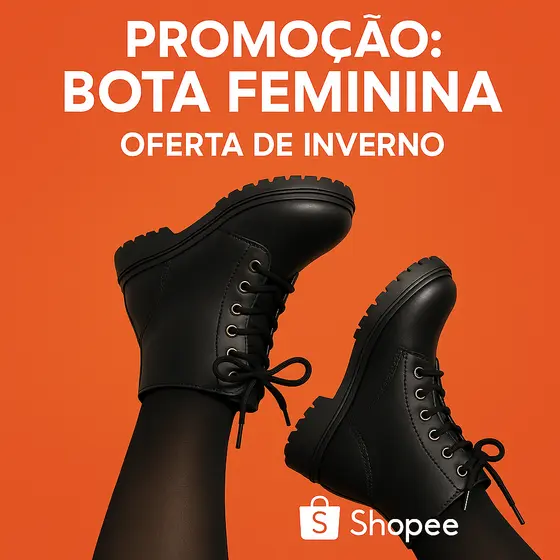 Bota Feminina Cano Curto Coturno Salto Baixo Confortável