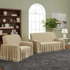 Kit 2 Capas Protetoras De Sofá 2 E 3 Lugares Com Elástico Para Sala Casa Decoração Lavável