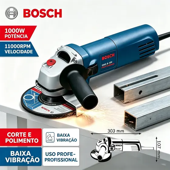 Esmerilhadeira Lixadeira Angular 1000W Lixadeira BOSCH 127V Serra Elétrica Ferramentas Elétricas