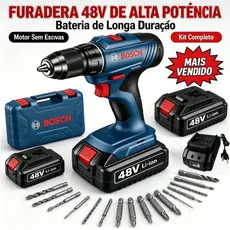 Parafusadeira Furadeira 48V Brushless Kit Completo Com 2 Baterias profissão Furadeira de Impacto