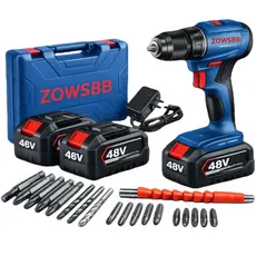 Furadeira Parafusadeira 48V 2 Baterias Furadeira De Impacto Elétrica Com Acessórios Universal zowsbbb