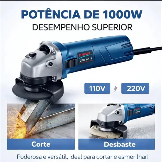 Esmerilhadeira modelo universal Bosch, ideal para corte e polimento, potência forte, uso doméstico e industrial 110v/220