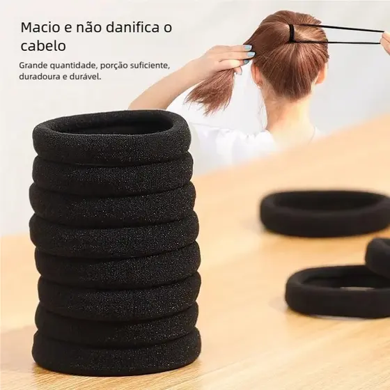 100 Unidades Rabicó Xuxinha Colorido - Elástico de Cabelo para Todas as Idades