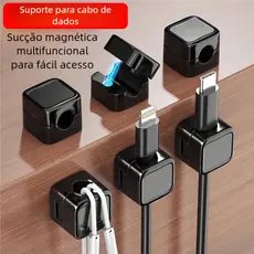 Fixador de Cabos Magnético Autoadesivo - Organizador de Fios Prático, Portátil para Celular e Notebook