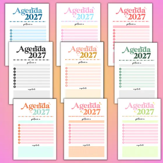 2 Miolos de Agenda 2027 com Capa / 1DPP ou 2PP - Diversas Cores