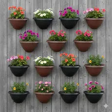 Conjunto 10 Vasos de Parede Meia Lua 2,6 litros em Plástico p/ Plantas Flores Ideal Jardim Vertical