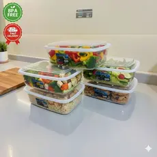 Kit Potes 4 litros Transparente Retangular Plástico Reutilizável Orgazinar e Armazenar Alimentos