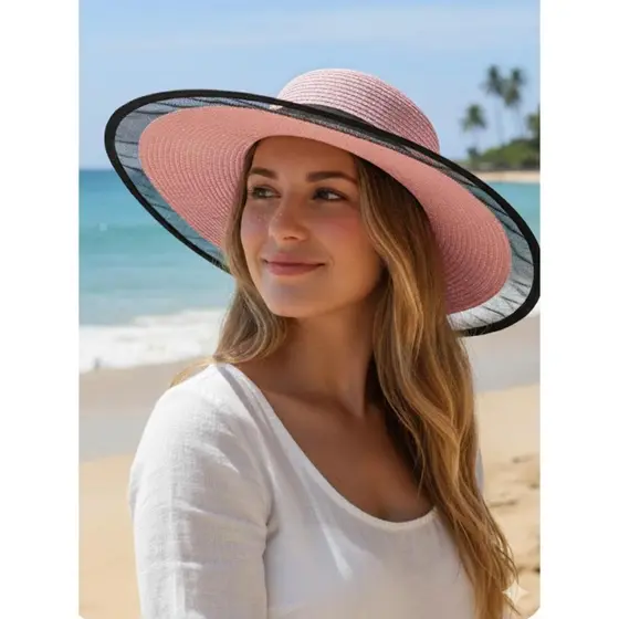 Chapéu Praia Aba Grande Diversas Cores e Modelos Feminina Ref1- 0627 Ref2- 19009