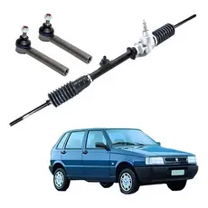 Kit Caixa Direção Mecânica + Terminal Uno 2004 2005 2006 2007 2008 Com Pino Braço Oscilante Completo
