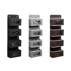Saco Organizador Vertical Multiuso com Visor 4 Divisórias Atrás da Porta Armazenamento Casa Arrumada