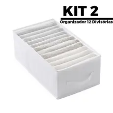 KIT 2 Organizador De Guarda Roupa Para Calças/Camisetas/ Roupas Intimas 12 Divisorias