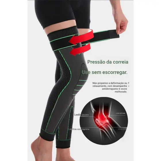 Joelheira Estendida De Compressão Térmica Proteção Articular E Muscular Antiderrapante Longa