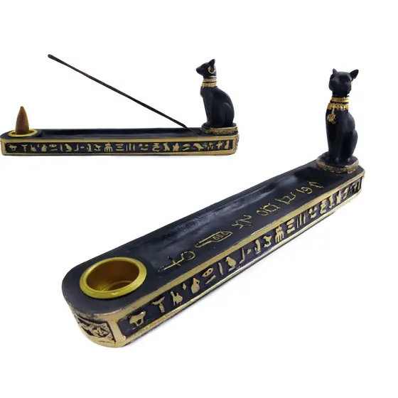 Incensário Egípcio Gato Bastet Incenso Pailito e Cone