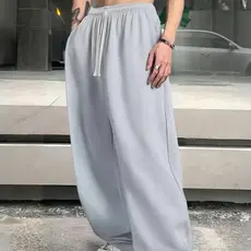 Calça Cargo Baggy Larga DE Moletom Masculina Despojada Casual Confortável Treino Forrada Lisa