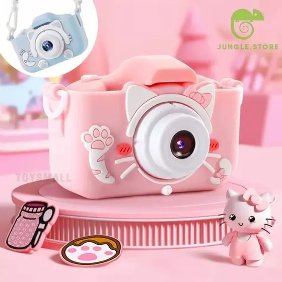 Mini Câmera Infantil Mini Recarregável Com Capa Video Jogos Fotos