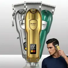 Máquina de Cortar Cabelo Profissional UltraMax ULT-828 Recarregável com Pentes USB-C Visor LED