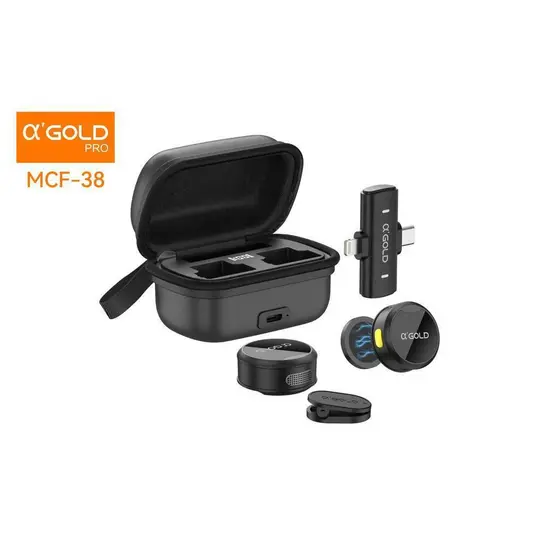 Microfone Sem Fio Lapela com Estojo Carregador Tipo C iPhone Plug Play A'Gold MCF-38