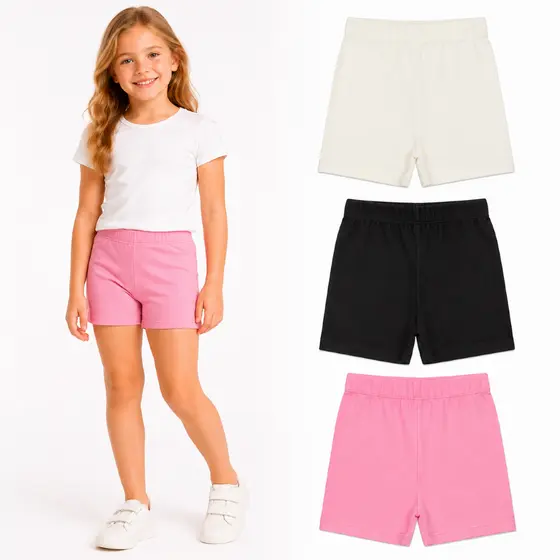Short Boxer Infantil Curto Cotton Menina 96%Algodão Ideal para Usar com Saias e Vestidos Tam 2 ao 12