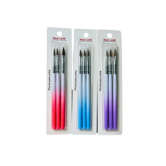 Kit 3 Pincéis De Unhas - Real Love