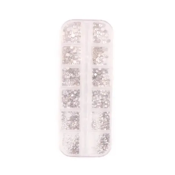 Kit 12 Strass Decoração Unhas Transparente colorido Encapsular Com Caixinha Organizadora Jóia