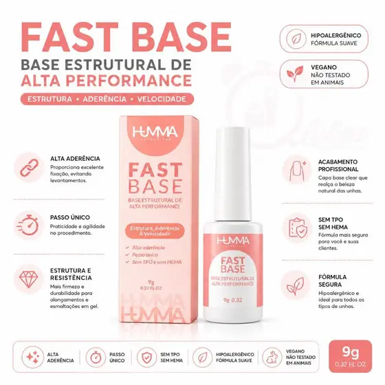 Fast Base Humma 9g - Capa Base Clear Alta Aderência Passo Único Sem Tpo