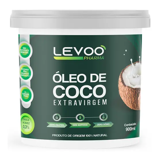 Óleo de Coco Extravirgem 0,3% Acidez 900ml Levoo
