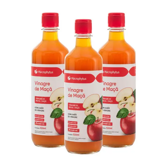 Kit 3 Vinagre de Maçã 530ml (Acidez 5,5%)