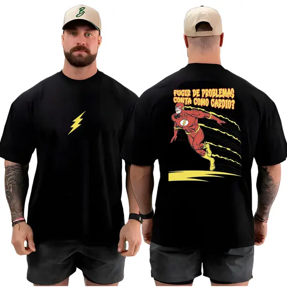Camiseta Oversized Academia para Treino Musculação Fugir Problemas Streetwear 100% Algodão