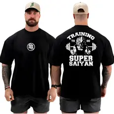 Camiseta Camisa Oversized Top Academia Musculação Treino Super Saiyan 100% Algodão Qualidade
