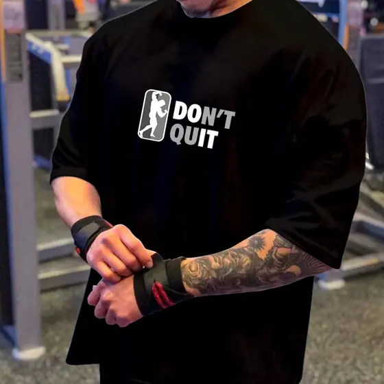 Camiseta Camisa Oversized Top Academia Musculação Treino Don`t Quit 100% Algodão Streetwear