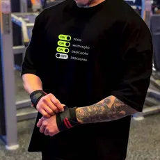 Camiseta Oversized Academia Dedicação Musculação Treino Maromba 100% Algodão Alta Qualidade