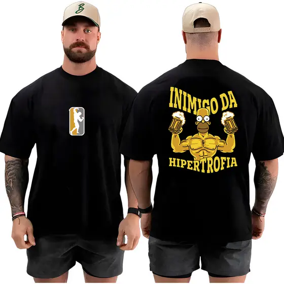 Camiseta Camisa Oversized Academia Musculação Inimigo Hipertofria Grande Streetwear 100% Algodão