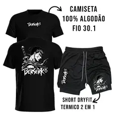 Kit Masculino Esportivo para Treino com Camiseta Algodão e Bermuda Dry Fit