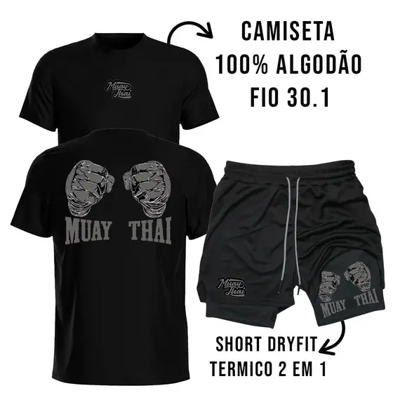 Kit Masculino Camiseta de Algodão + Bermuda Dry Fit para Treino