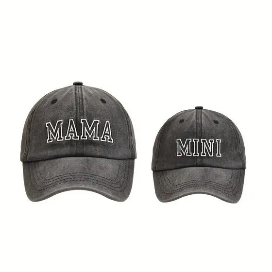 2 Peças De Bonés De Beisebol Bordados " MAMA " E " MINI " Combinando