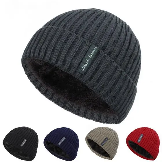 Nova Moda Inverno Mais Veludo Grosso Quente Malha Chapéu De Alta Qualidade Feminino Masculino Cor Sólida Gorros Casuais