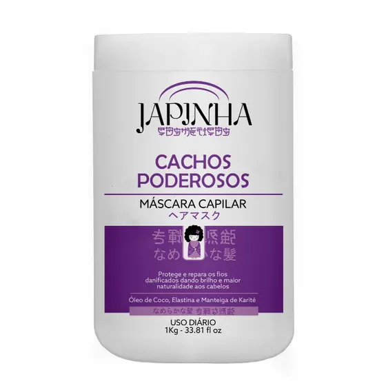 Máscara Capilar Japinha Cachos Poderosos | Nutrição Intensa para Cachos Definidos 💜 (1kg)