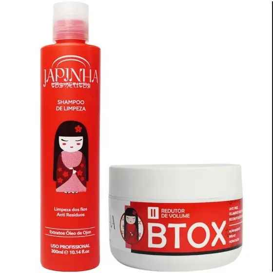 Btox Profissional Japinha 300g + Shampoo Anti Resíduos 💝 Redução de Volume e Hidratação Profunda