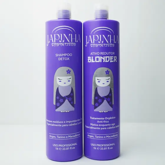 Kit Ativo Redutor Orgânico Blonder Japinha 1L | Shampoo de Limpeza + Redutor de Volumes 💜