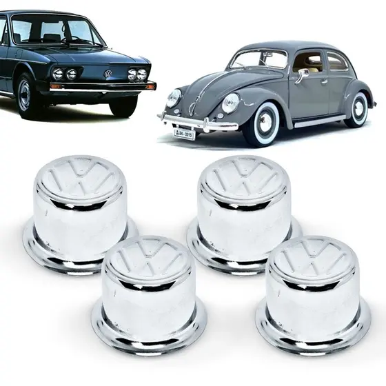 Kit Jogo 4 Calota Copinho Fusca Brasilia Variant Kombi Cromado Resistente